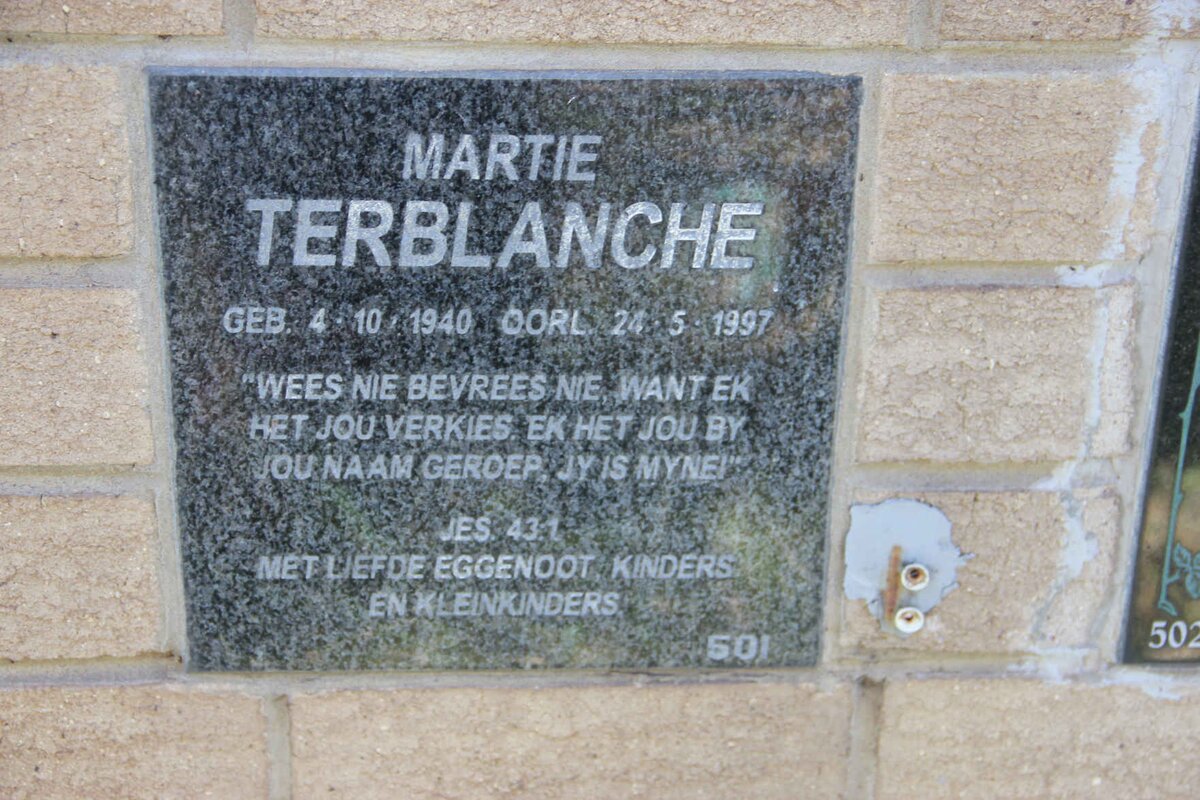 TERBLANCHE Martie 1940-1997
