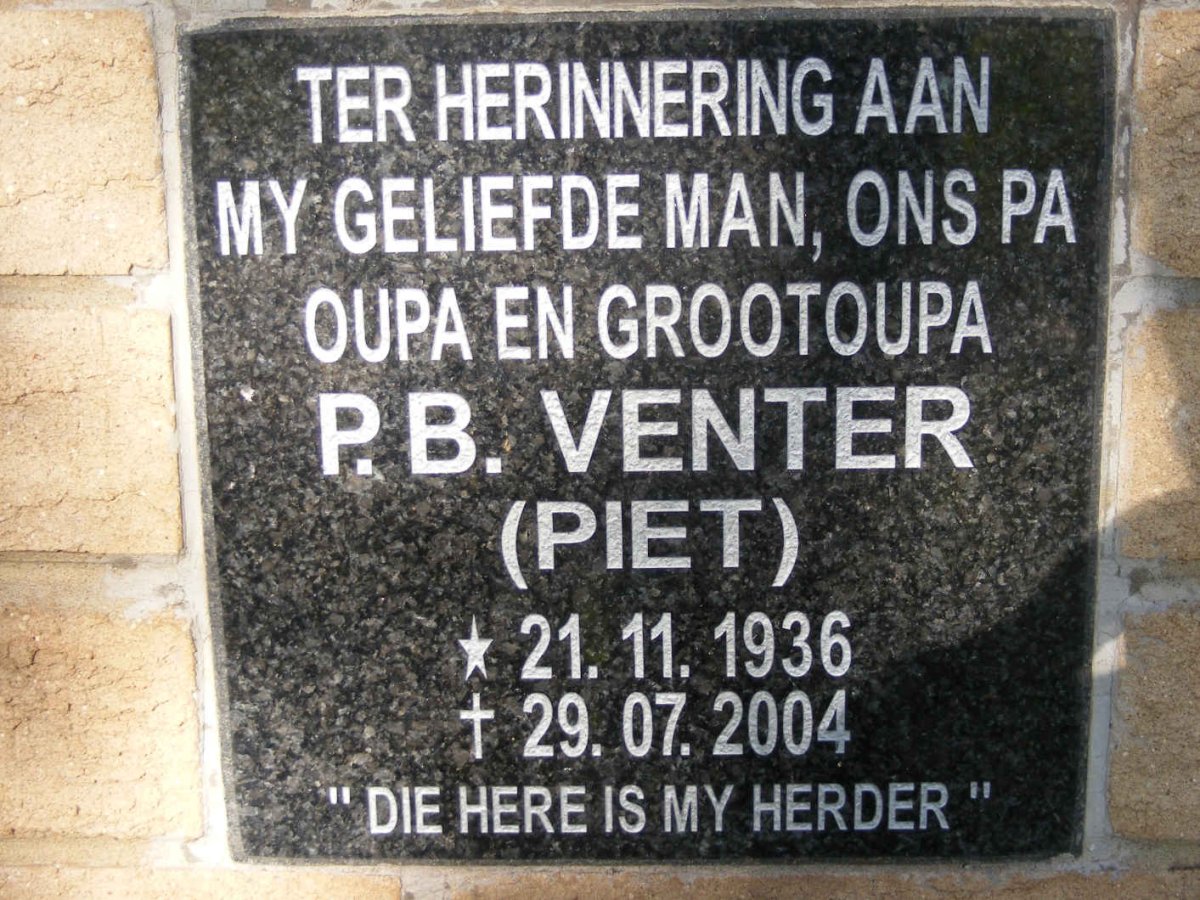 VENTER P.B. 1936-2004