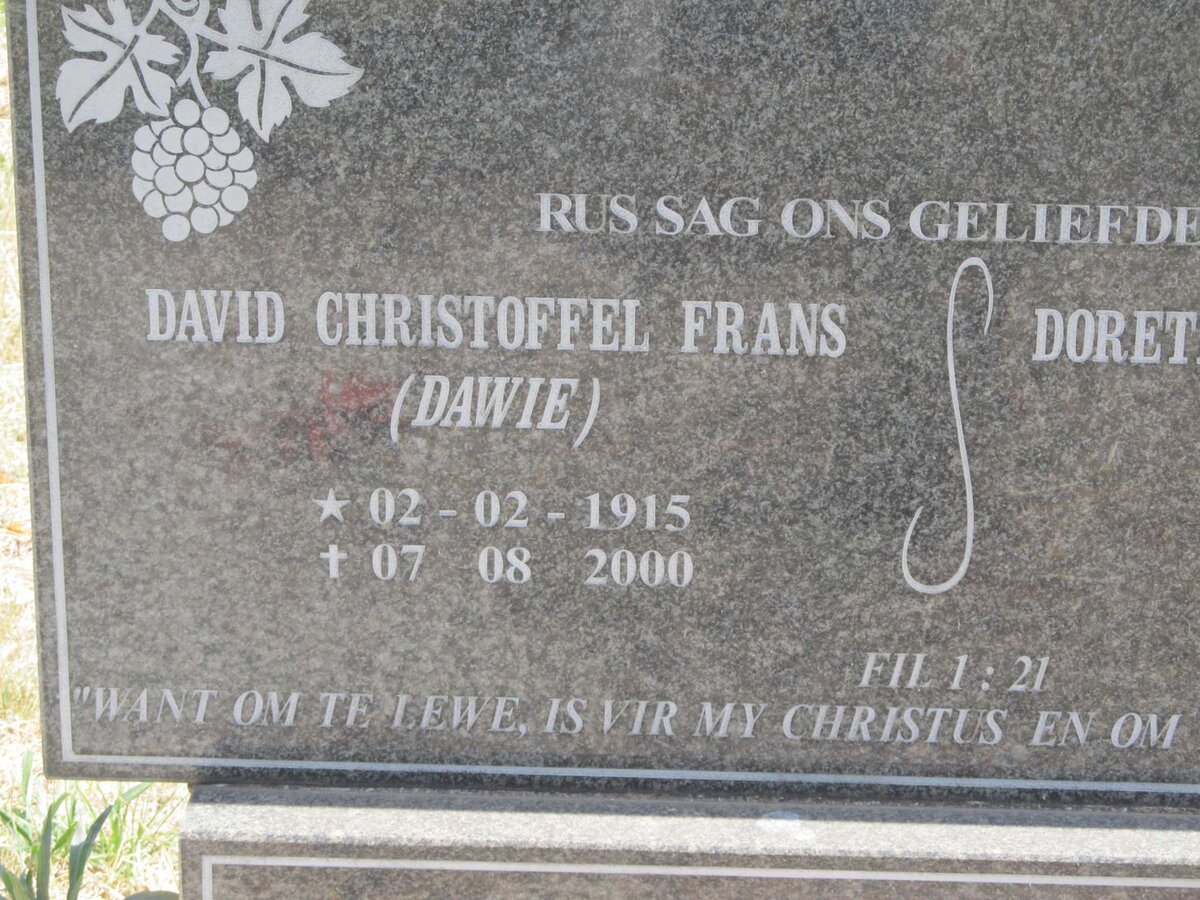 ? David Christoffel Frans 1915-2000 &amp; Doret