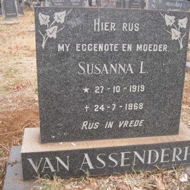 ASSENDERP Susanna L., van 1919-1968