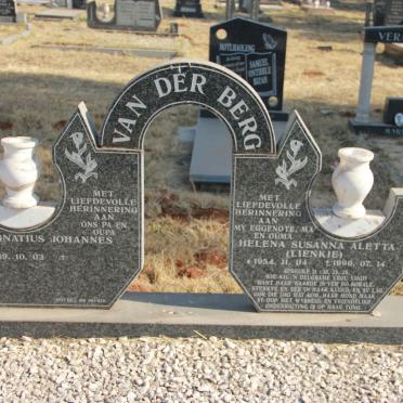 BERG Ignatius Johannes, van der 1949- &amp; Helena Susanna Aletta 1954-1996