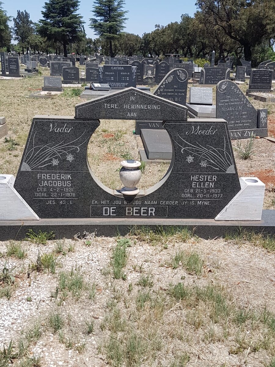 BEER Frederik Jacobus, de 1931-1978 &amp; Hester Ellen 1933-1977