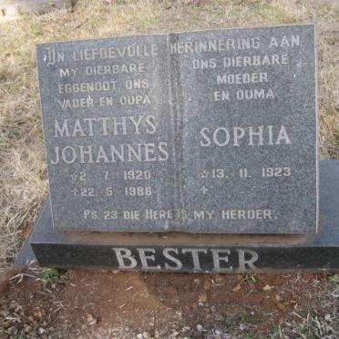 BESTER Matthys Johannes 1920-1986 & Sophia 1923- 