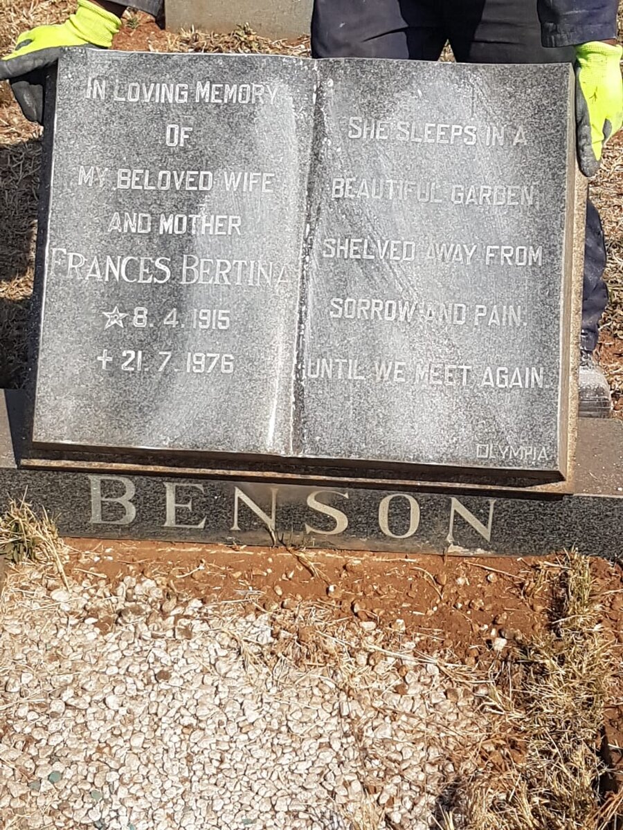 BENSON Frances Bertina 1915-1976