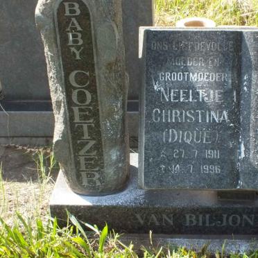 BILJON Neeltje Christina, van nee DIQUE 1911-1996 :: COETZER Baby