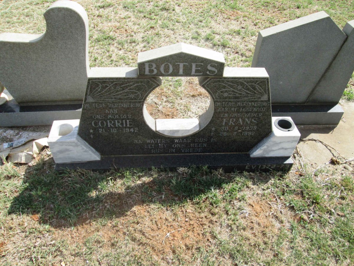 BOTES Frans 1938-1992 &amp; Corrie 1942-