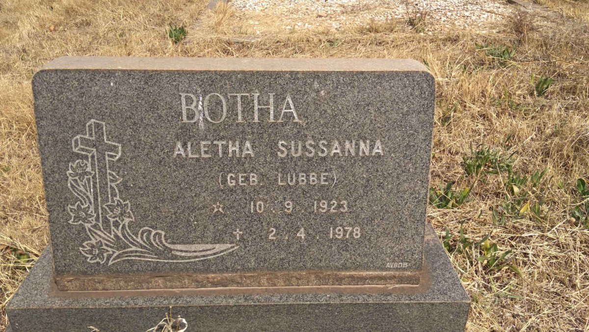 BOTHA Aletha Sussanna nee LUBBE 1923-1978