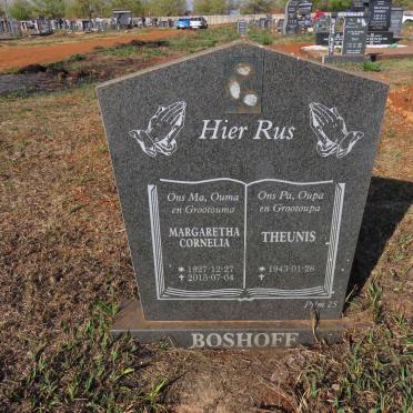 BOSHOFF Theuns 1943-  & Margaretha Cornelia 1927-2015