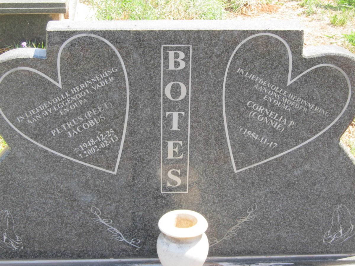 BOTES Petrus Jacobus 1948-2002 &amp; Cornelia P. 1954-