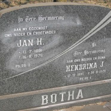 BOTHA Jan H. 1891-1976 &amp; Hendrina J. 1895-1978