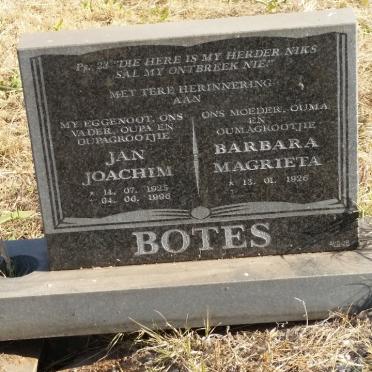 BOTES Jan Joachim 1925-1996 &amp; Barbara Magrieta 1926-