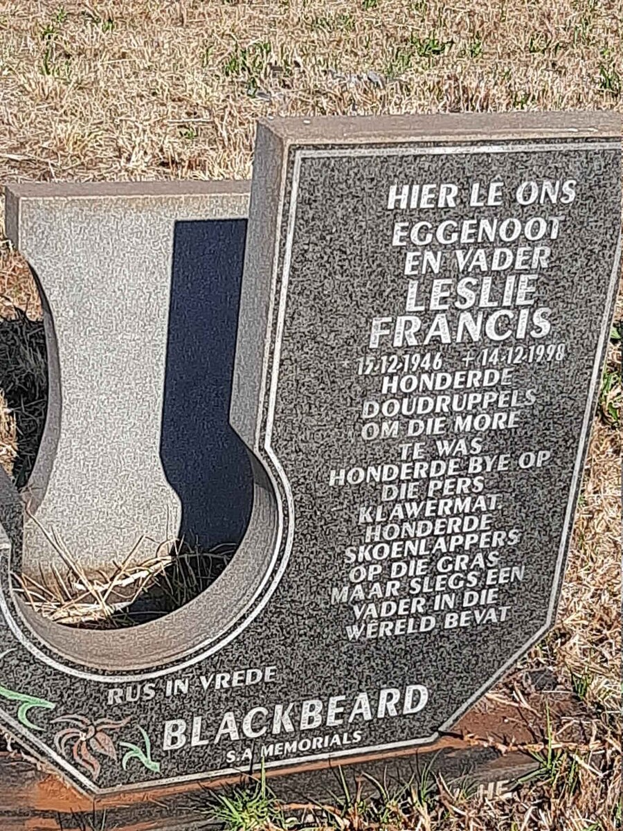 BLACKBEARD Leslie Francis 1946-1998