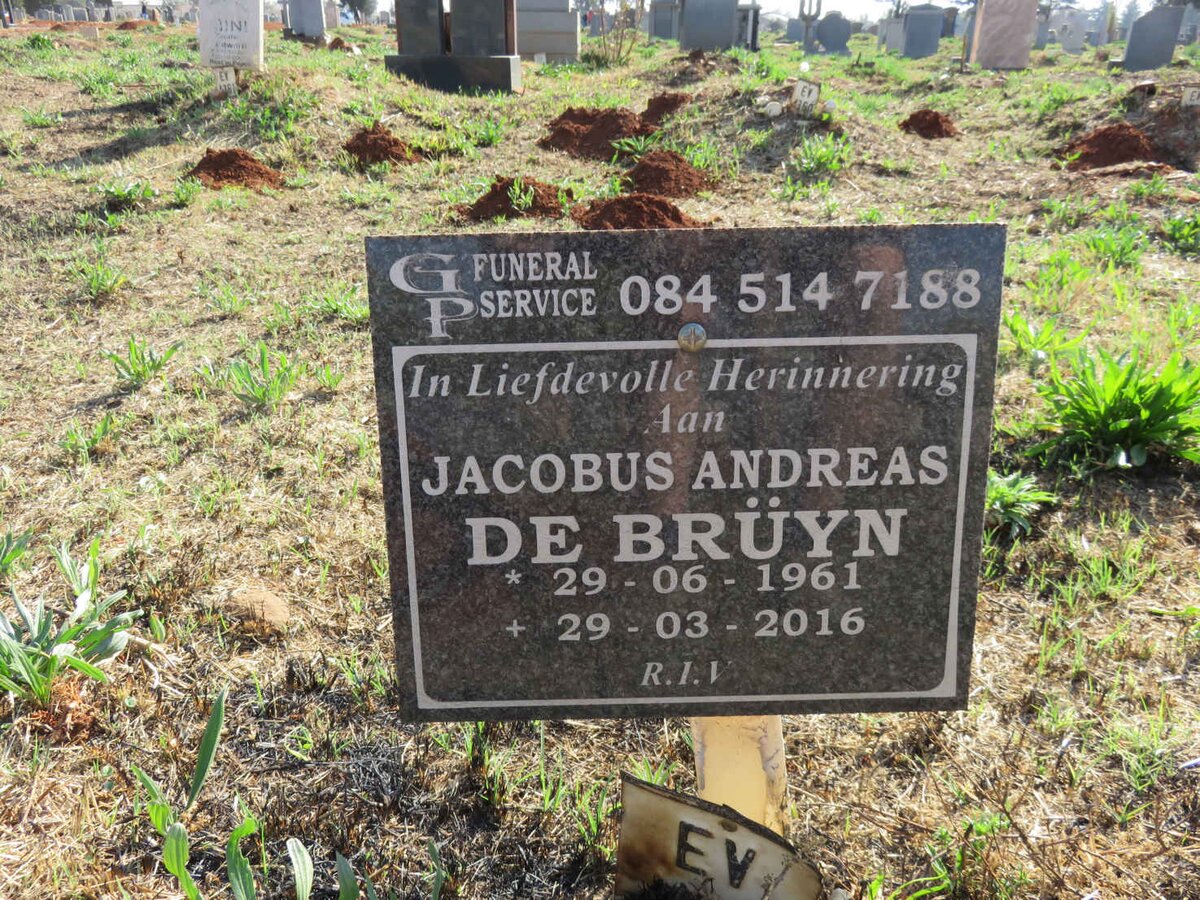 BRUYN Jacobus Andreas, de 1961-2016