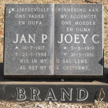 BRAND Jan P. 1917-1994 &amp; Joey C. 1919-1981