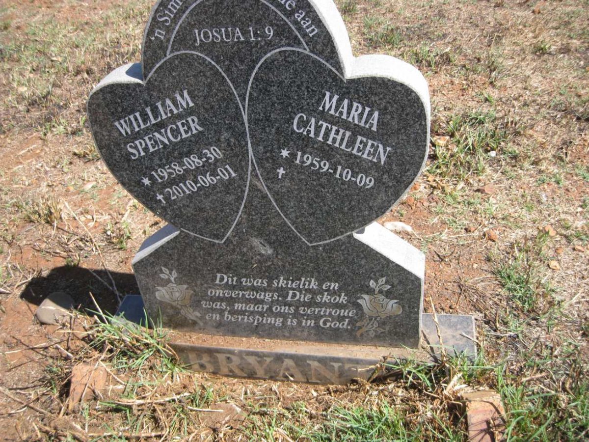 BRYANT William Spencer 1958-2010 &amp; Maria Cathleen 1959-