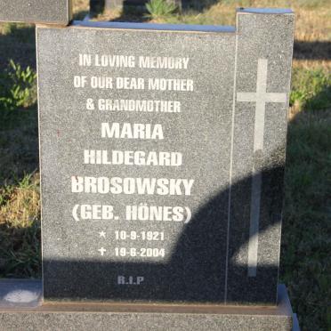 BROSOWSKY Maria Hildegard nee HÖNES 1921-2004