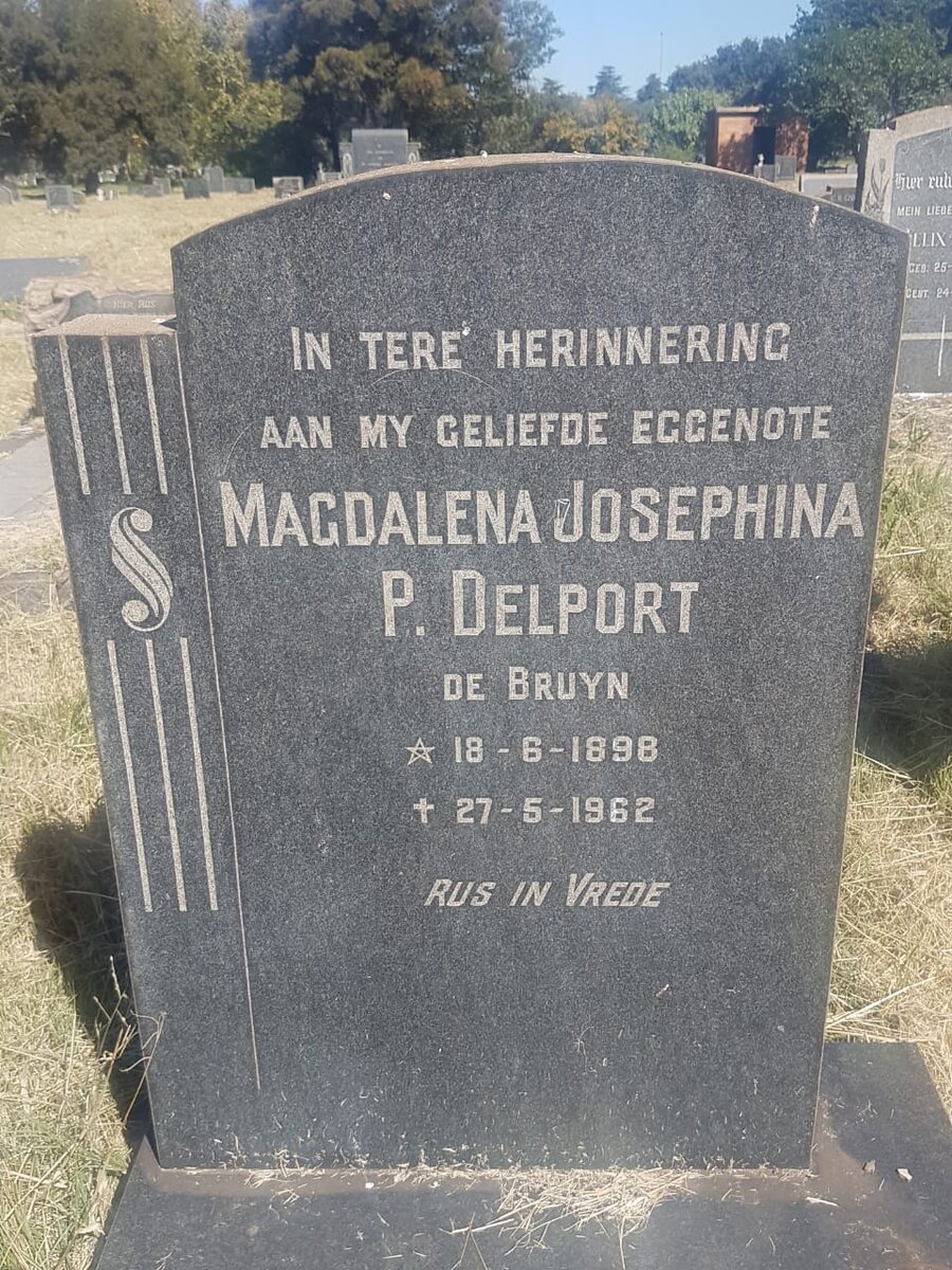 DELPORT Magdalena Josephina P. nee DE BRUYN 1898-1962