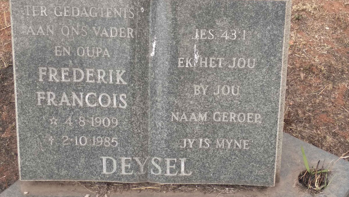 DEYSEL Frederik Francois 1909-1985