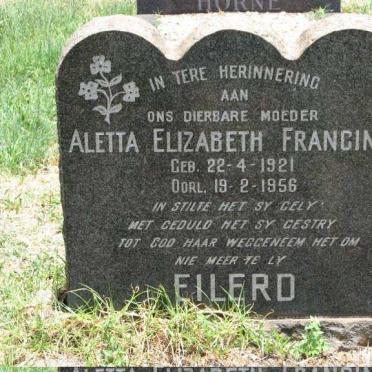 EILERD Aletta Elizabeth Francina 1921-1956