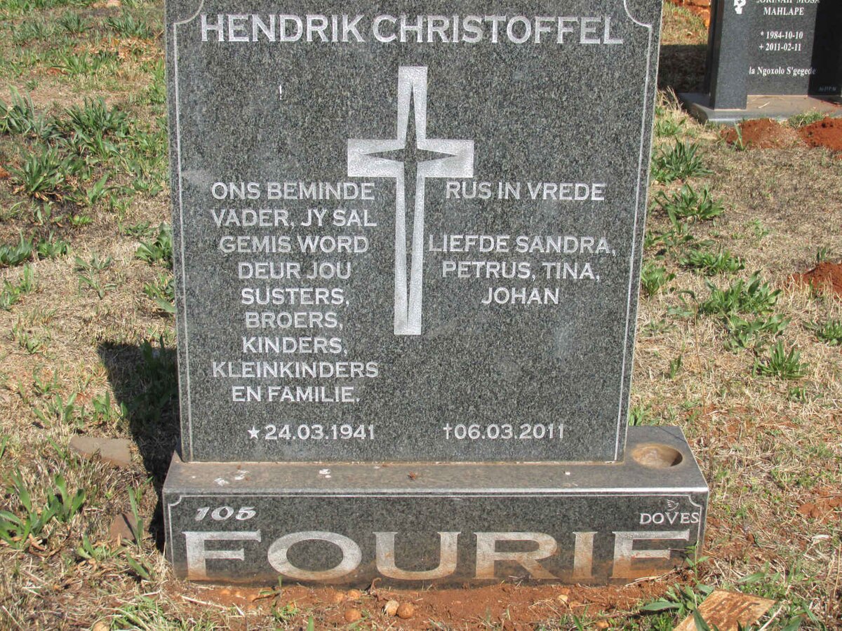 FOURIE Hendrik Christoffel 1941-2011
