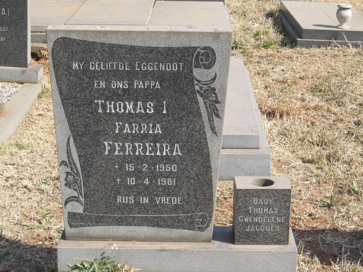 FERREIRA Thomas I. Farria 1950-1981