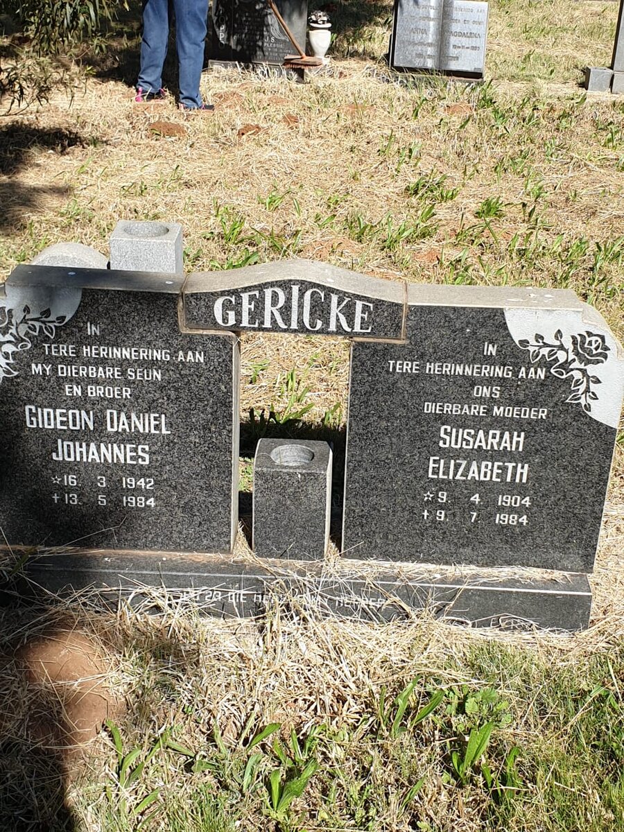 GERICKE Susarah Elizabeth 1904-1984 :: GERICKE Gideon Daniel Johannes 1942-1984