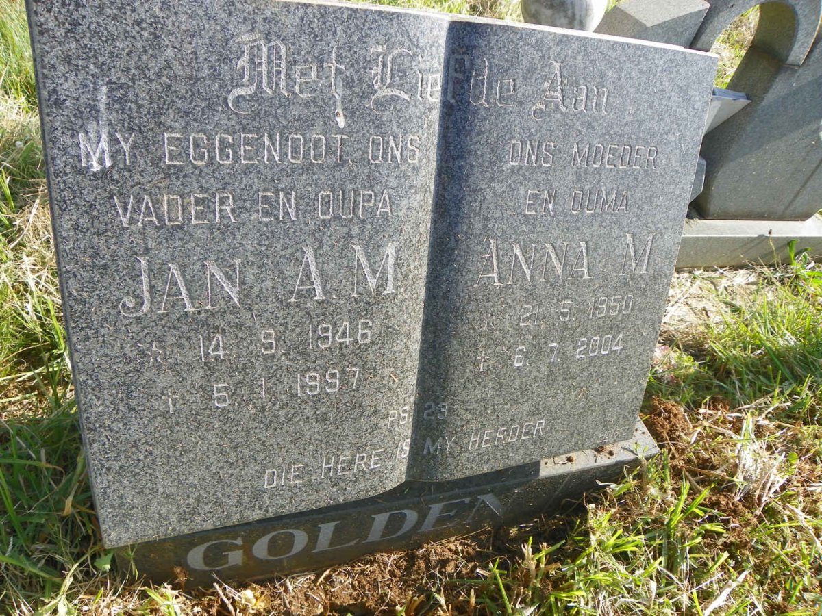 GOLDEN Jan A.M. 1946-1997 &amp; Anna M. 1950-2004