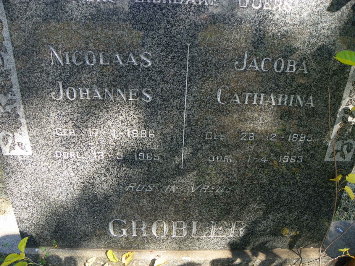 GROBLER Nicolaas Johannes 1886-1965 &amp; Jacoba Catharina 1895-1963