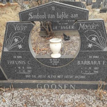 GOOSEN Theunis C. 1898-1967 &amp; Barbara F. 1903-1990