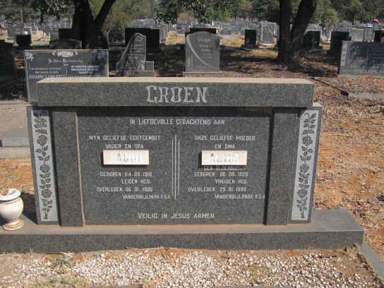 GROEN Jacob 1918-1980 &amp; Alida OLDENBURG 1920-1980