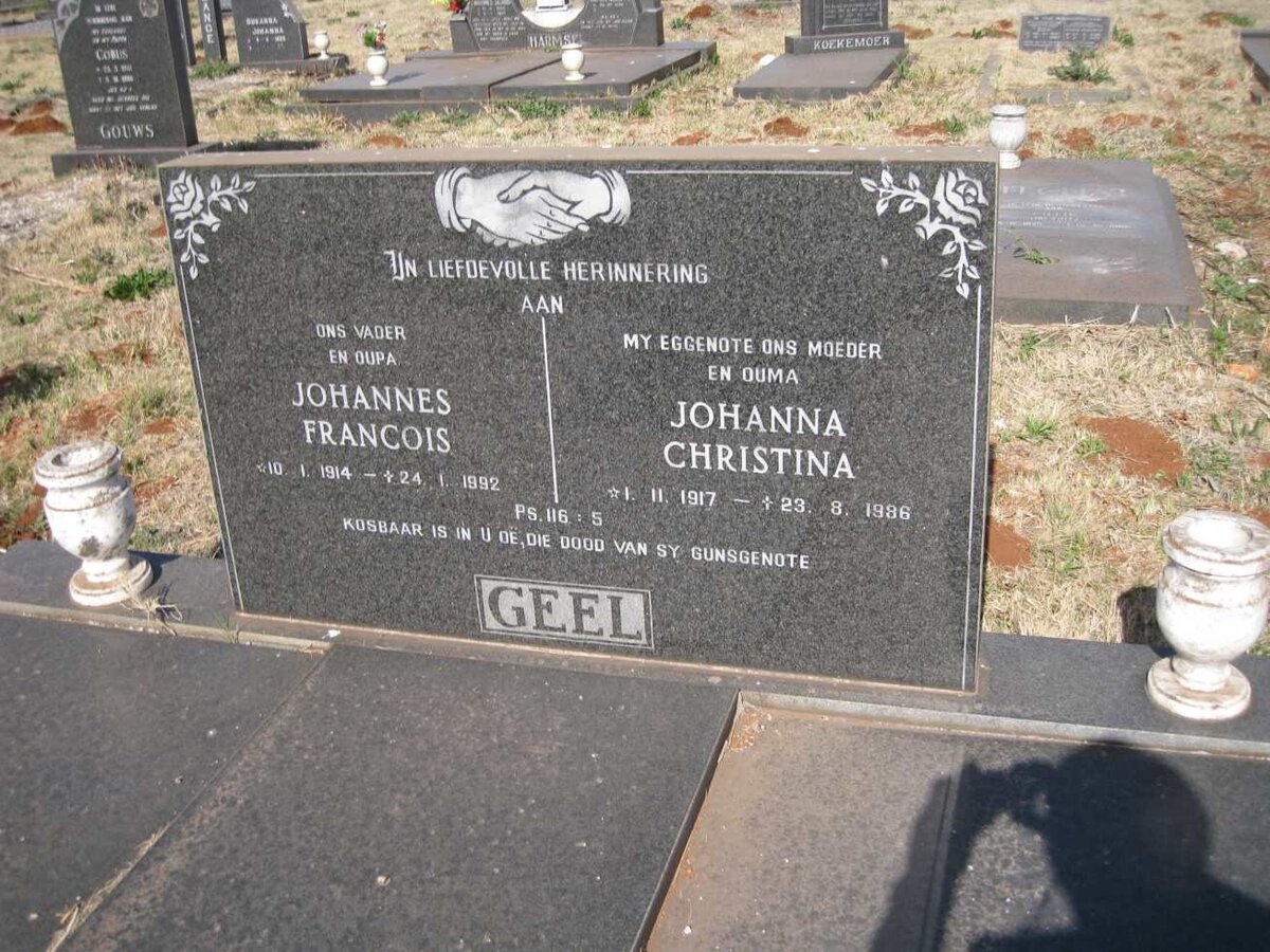 GEEL Johannes Francois 1914-1992 & Johanna Christina 1917-1986