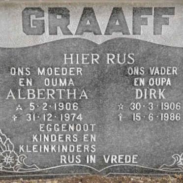 GRAAFF Dirk 1906-1986 &amp; Albertha 1906-1974