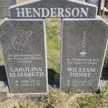 HENDERSON William Henry 1943-2017 &amp; Carolina Elizabeth 1946-2006