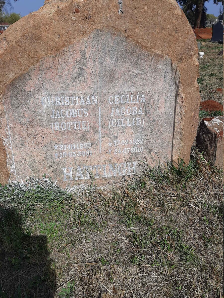 HATTINGH Christiaan Jacobus 1922-2001 & Cecilia Jacoba 1922-2010