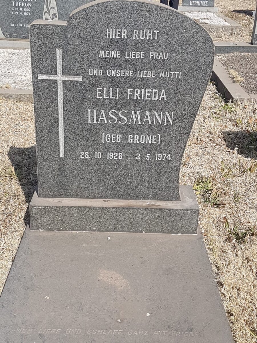 HASSMANN Elli Frieda nee GRONE 1928-1974