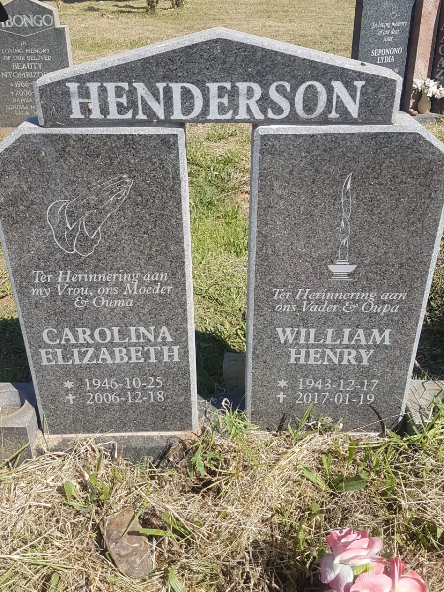 HENDERSON William Henry 1943-2017 &amp; Carolina Elizabeth 1946-2006