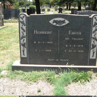 HOWARD Herbert 1868-1958 &amp; Edith TOLLIDAY 1875-1959