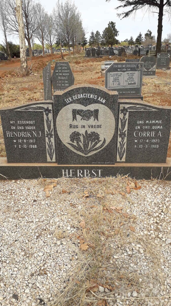 HERBST Hendrik N.J. 1917-1968 &amp; Corrie A. 1923-1989