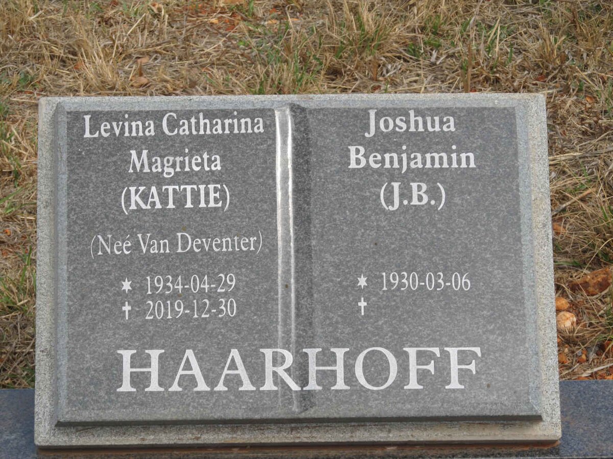 HAARHOFF Joshua Benjamin 1930- &amp; Levina Catharina Magrieta VAN DEVENTER 1934-2019