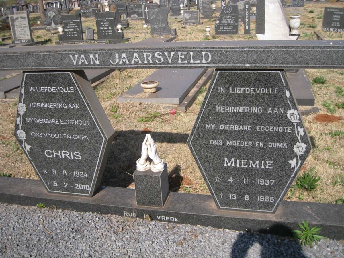 JAARSVELD Chris, van 1934-2010 & Miemie 1937-1986 