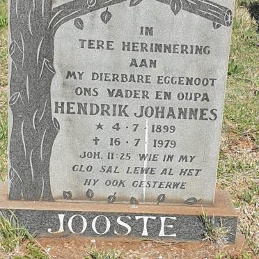 JOOSTE Hendrik Johannes 1899-1979