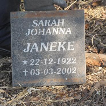 JANEKE Sarah Johanna 1922-2002
