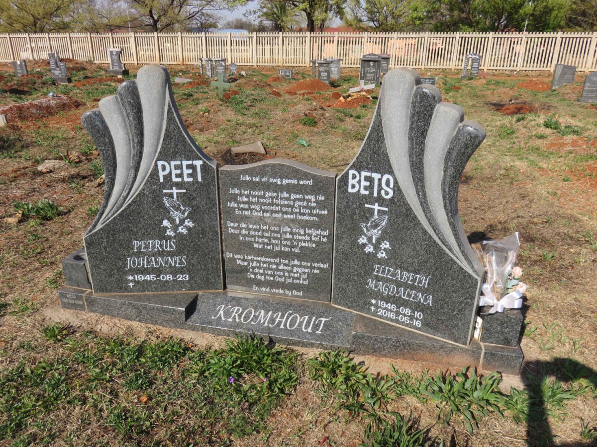 KROMHOUT Petrus Johannes 1945-  & Elizabeth Magdalena 1946-2016