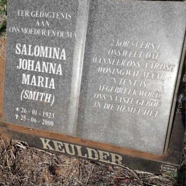 KEULDER Salomina Johanna Maria nee SMITH 1923-2000