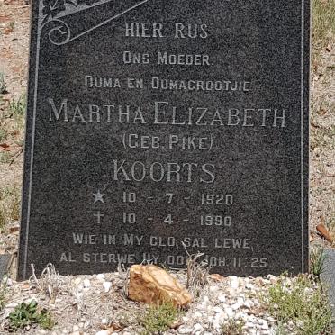 KOORTS Martha Elizabeth nee PIKE 1920-1990