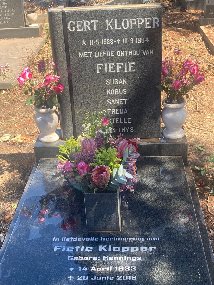 KLOPPER Gerhardus Petrus Jacobus 1928-1984 &amp; Anna Susanna Margaretha HENNINGS 1933-2019