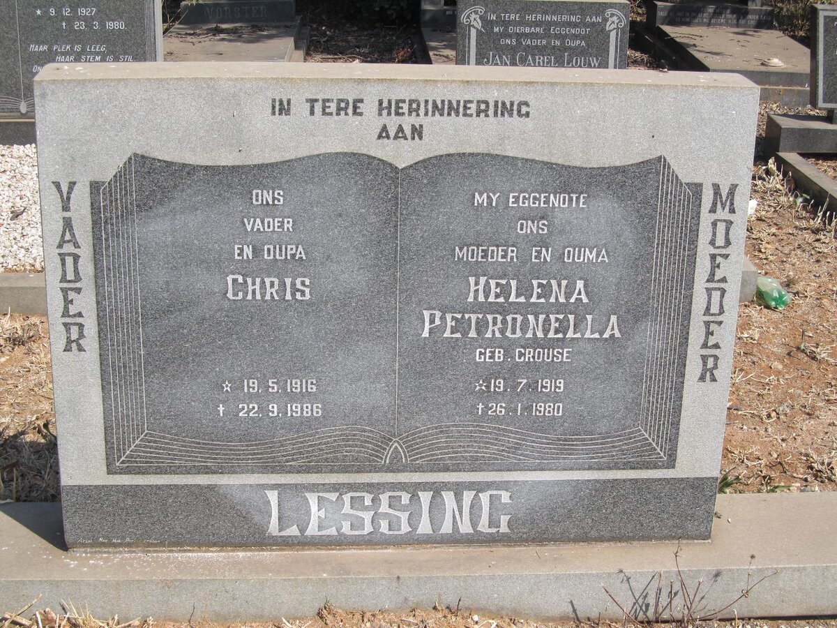 LESSING Chris 1916-1986 &amp; Helena Petronella CROUSE 1919-1980