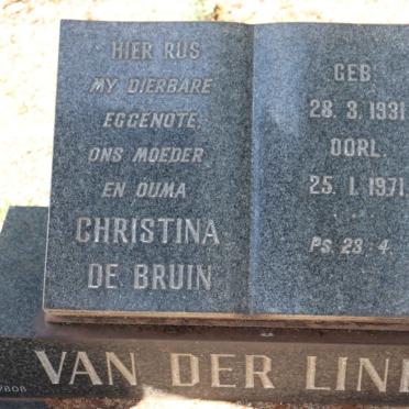 LINDE Christina, van der nee DE BRUIN 1931-1971