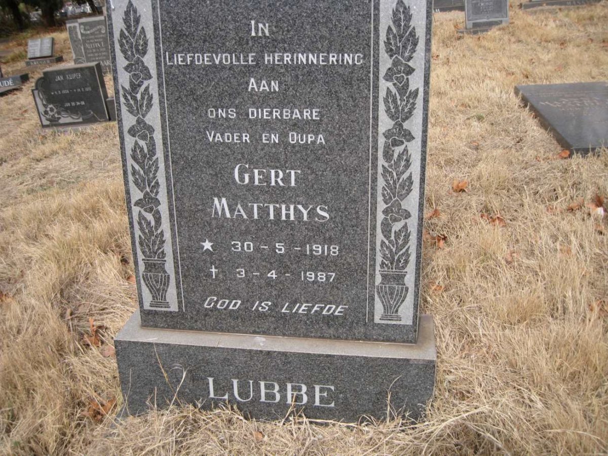LUBBE Gert Matthys 1918-1987