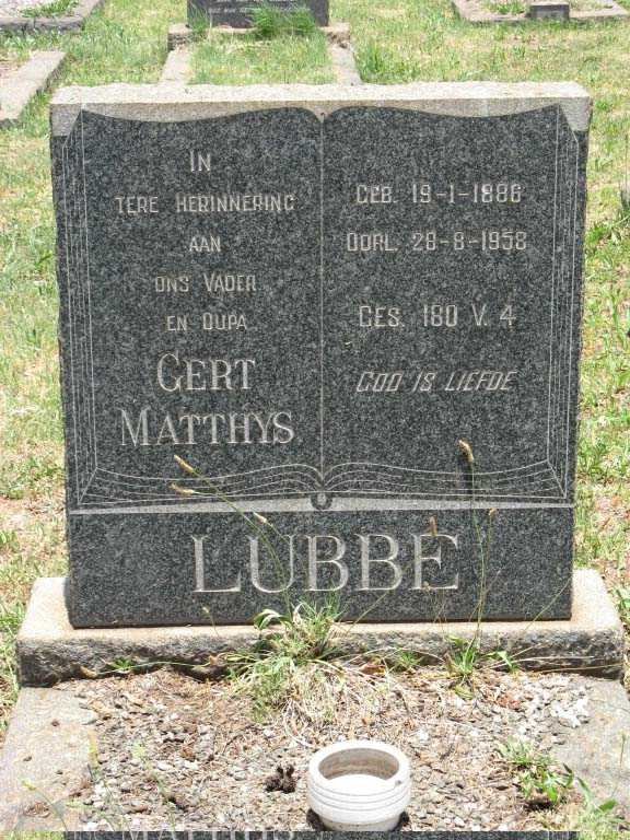 LUBBE Gert Matthys 1886-1958